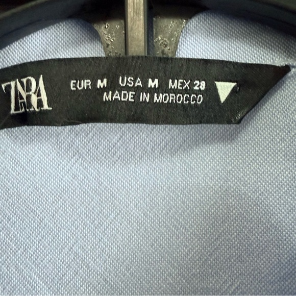 ZARA Light Blue Cropped Oxford Shirt Minimalist Clean Girl Size M - Picture 6 of 8